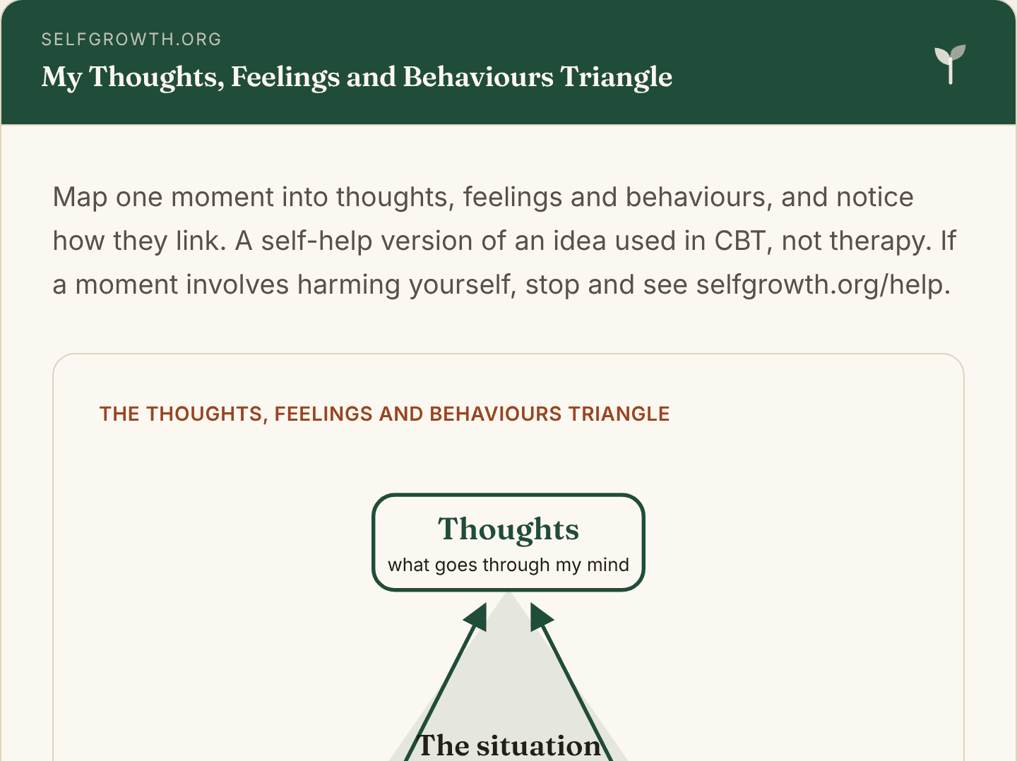 Preview of the CBT Triangle Worksheet, a free printable worksheet