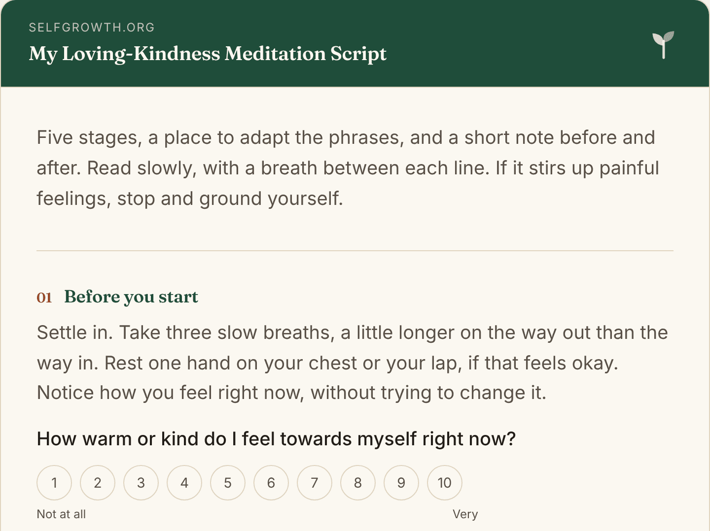 Preview of the Loving-Kindness Meditation Script, a free printable worksheet