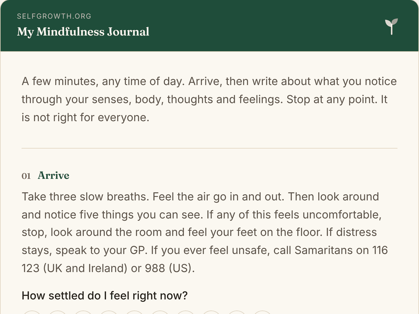 Preview of the Mindfulness Journal Prompts, a free printable worksheet