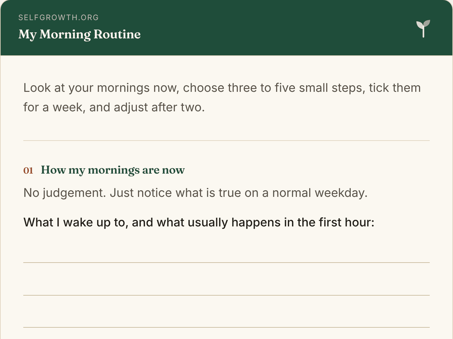 Preview of the Morning Routine Checklist, a free printable worksheet