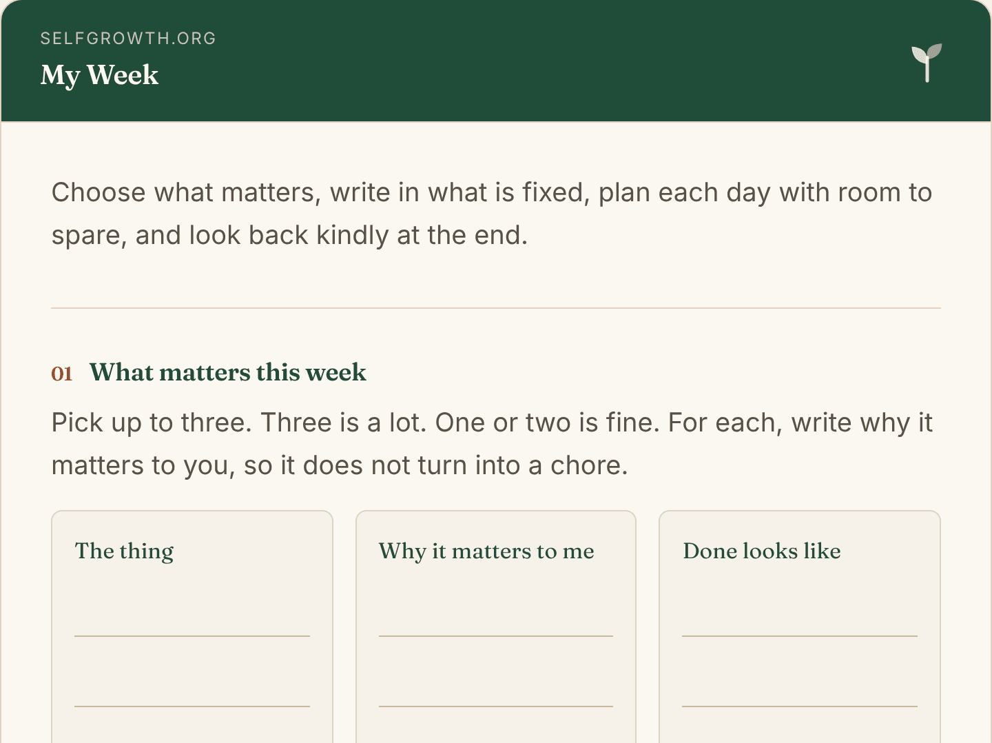 Preview of the Weekly Planner Printable, a free printable worksheet